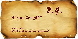 Mikus Gergő névjegykártya